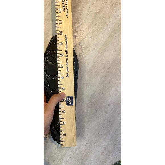 Adrienne Vittadini Black Leather Womens Flats 8M With Floral Toe Detail - Picture 11 of 11